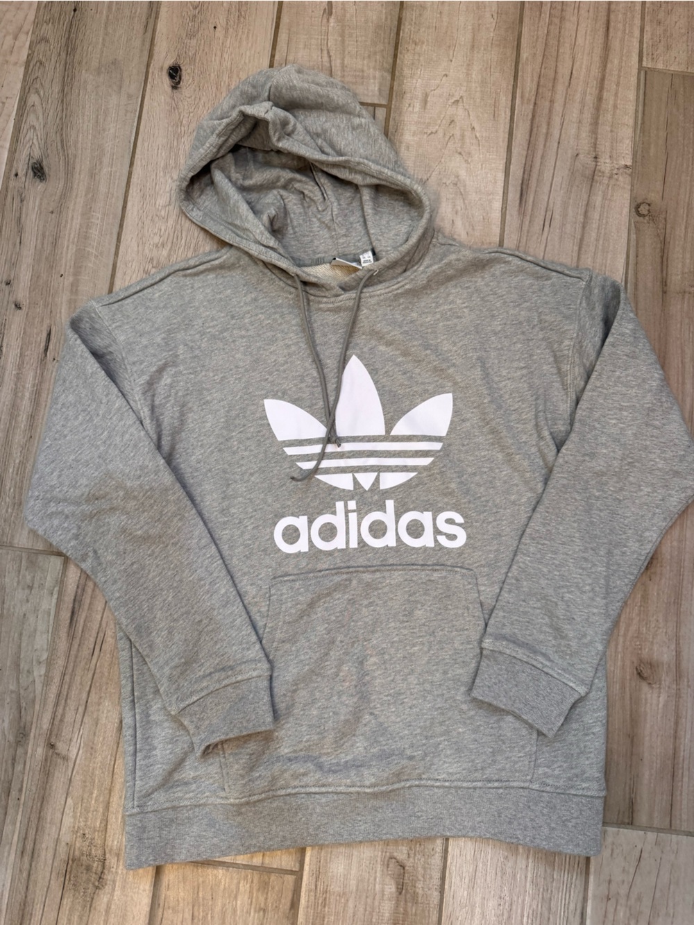 adidas Heather Gray Hoodie with White Trefoil Logo